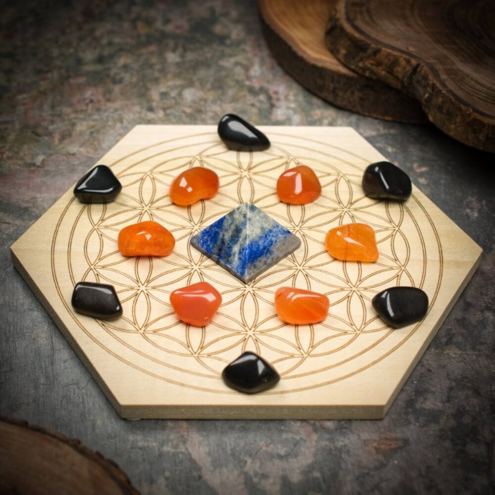 Step Into Your Power Mini Crystal Grid Set - Your choice of Wood Grid Board